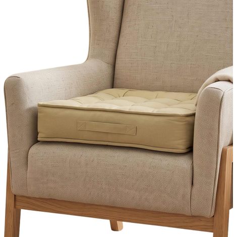 HOMESCAPES Sage Green Cotton Armchair Booster Cushion