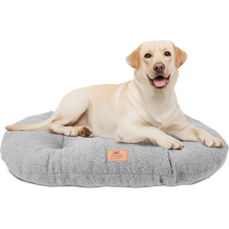 Coussin pour Grand Chien, Panier pour Chat, Tissu bouclé synthétique Lavable, Rembourrage Moelleux, Dimensions : 85 x 55 x h 5 cm. Gris. (1/5)