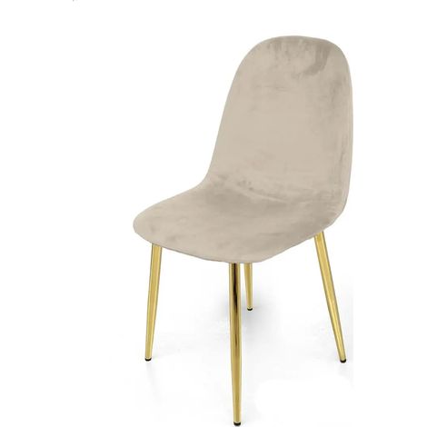 Set 4 sedie imbottite in velluto beige cm52x44x88h
