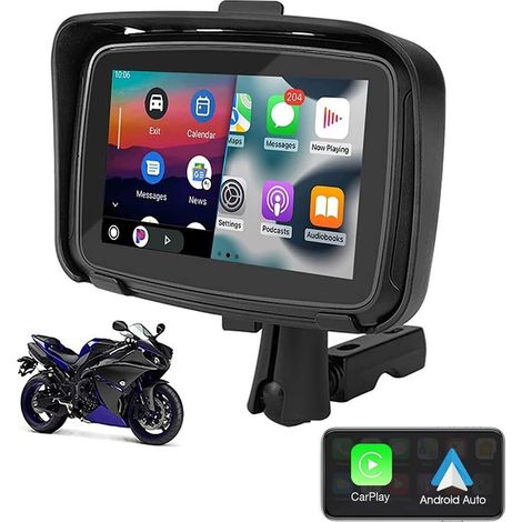 Sistema di navigazione GPS per moto impermeabile da 5" con Wireless CarPlay e Android Auto - Touchscreen IP67, Bluetooth 5.0, Mappe offline, Supporto universale per Harley, BMW
