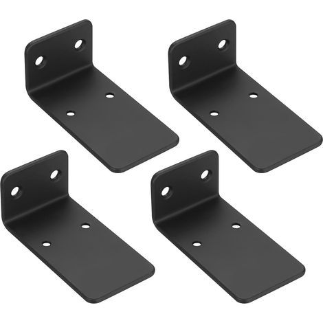 4 Pièces Equerre Etagere Murale, 90mm Support Etagere Murale , Supports d'étagères Flottants a L, Equerre Metal Noir, Support étagère Murale Fixation Etagere Invisible pour Étagères (1/5)