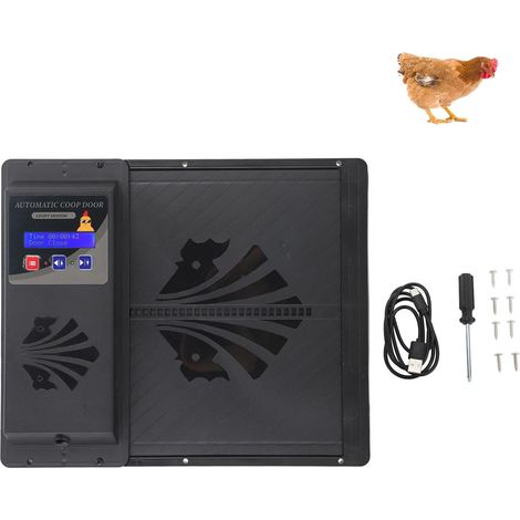 Ouvre-Porte Automatique de poulailler USB à Ouverture Horizontale avec minuterie, Moteur d'actionneur d'ouverture Porte, Fonction sécurité Noir (Noir) - (1/5)