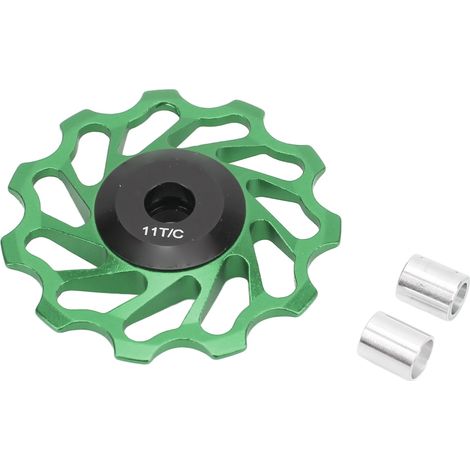 Galet tendeur de dérailleur arrière RISK pour VTT, 11 dents, avec roulements, vert (1/5)