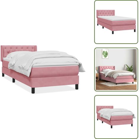 vidaXL Boxspringbett mit Matratze Rosa 80x220 cm Samt (1/5)