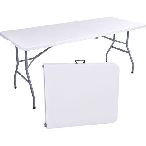 Mesa de catering Feta blanca plegable que se guarda en una maleta, 180 cm, blanca (1/5)