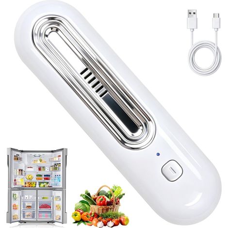 Désodorisant Rechargeable pour Réfrigérateur Compatible avec Ozoori 2 Modes, Mini Éliminateur d'odeurs pour Congélateurs et Compartiments à Légumes Chargement USB (Argenté) (1/5)