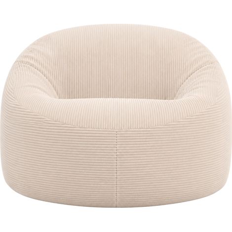 Pouf déhoussable velours côtelé épais 100 cm blanc cassé (1/5)
