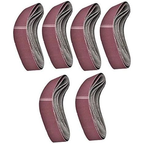Lot de 6 bandes abrasives 915x100mm – Assortiment grains 60/80/100/120/150/180 – Pour ponçage bois dur et métal – Haute résistance à l'abrasion - GXK51-B (1/4)
