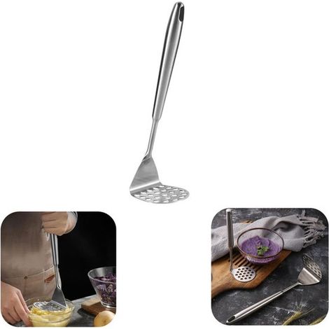 Pilons en inox 26 x 8,5 cm - presse-purée pour pommes de terre, patates douces et citrouilles, argent (1/4)