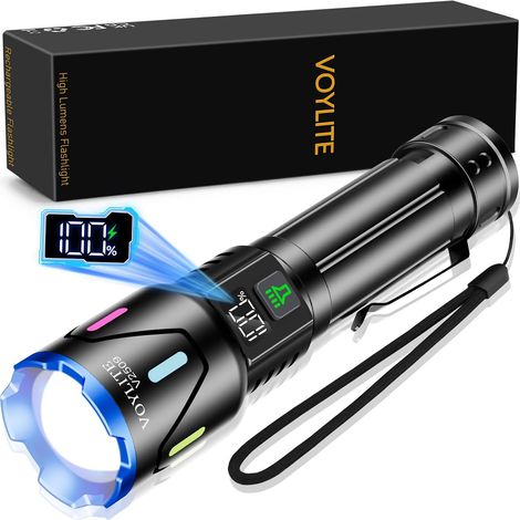 Lampe Torche LED Ultra Puissante Rechargeable 1000000 Lumens 3 modes d'éclairage zoom longue portée étanchéité IPX7, boîtier en aluminium autonomie exceptionnelle pour camping (1/5)