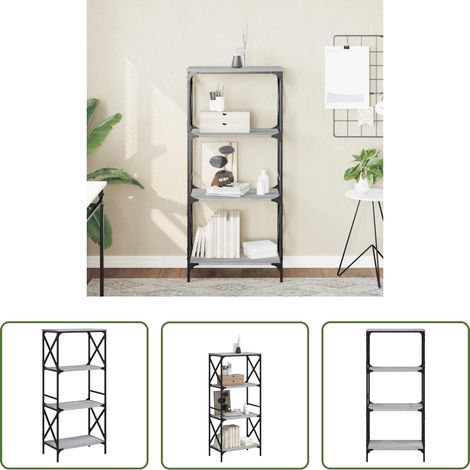 Bücherregal Holz - Bücherregal 4 Böden Grau Sonoma 59x35x132 cm Holzwerkstoff (1/5)