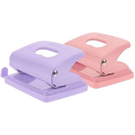 BUNTHAUS 2 pièces rose et violet Ensemble de deux perforatrices manuelles à double trou, adapté à la reliure de papier, assure une perforation précise, convient à une utilisation au bureau et à la mai (1/5)