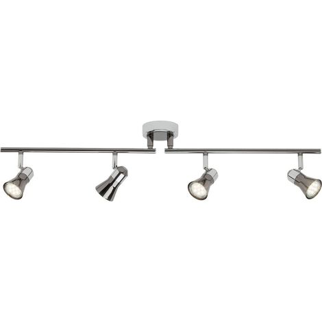 BRILLIANT Lampe Jupp LED Spotrohr 4flg chrom/schwarz  4x LED-PAR51, GU10, 3W LED-Reflektorlampen inklusive, (250lm, 3000K)  Arme drehbar / Köpfe schwenkbar (1/2)