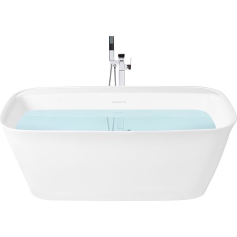 Bañera independiente rectangular 1600 x 800 mm de acrílico con borde fino moderna blanco Tucavaca (1/5)