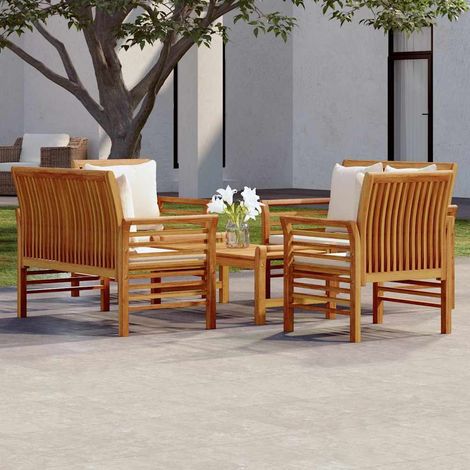 vidaXL Juego de muebles jardín 5 pzas con cojines madera maciza acacia (1/5)