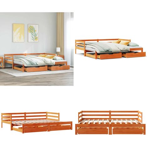 vidaXL Tagesbett Ausziehbar mit Schubladen 80x200 cm Massivholz Kiefer
