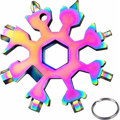 Outil Multifonction Flocon de Neige 18 en 1 Flocon Tournevis Outil Tout Puissant en Acier Inoxydable Portatif Ouvre Bouteille Cadeau Noel Pour les Voyages Quotidiens Camping Adventure Tools Versaille (1/4)