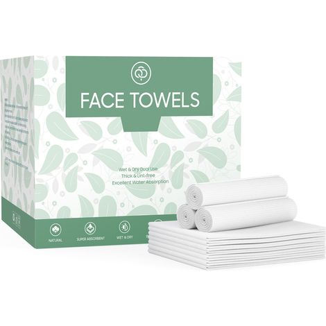 1 Boîte Serviette Visage Jetable 50 Pièces Coton Doux Absorbante Usage Humide et Sec pour Maquillage et Nettoyage