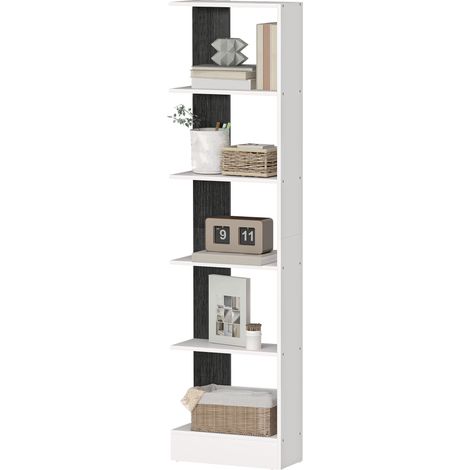 HOMCOM Libreria Salvaspazio Moderna a 5 Ripiani 45x21x170 cm Bianco e Nero