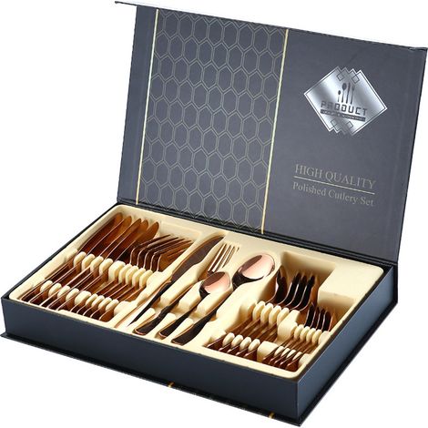 1 Ensemble de couverts, Acier inoxydable 1010, Design élégant, Coffret cadeau, Pour mariage et repas (1/5)