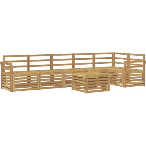 Outdoor Sofa Set 7 pcs White 59 x 59 x 37 cm Solid Acacia Wood vidaXL (1/5)