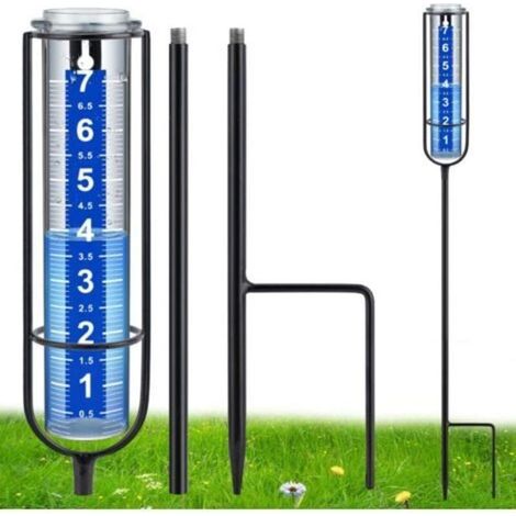 Pluviomètre extérieur, pluviomètre extérieur le mieux noté, jauge de pluie précise pour jardin, tube épais avec piquet, hauteur réglable et grande jauge d'eau pour la pluie (1/5)