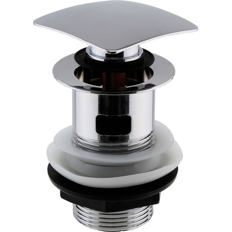 Square Slotted Push Button Basin Waste - Chrome