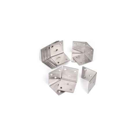 Set di 12 staffe metalliche forate 50x50 mm in acciaio inox per mobili, tavoli, sedie e librerie - Crezuo