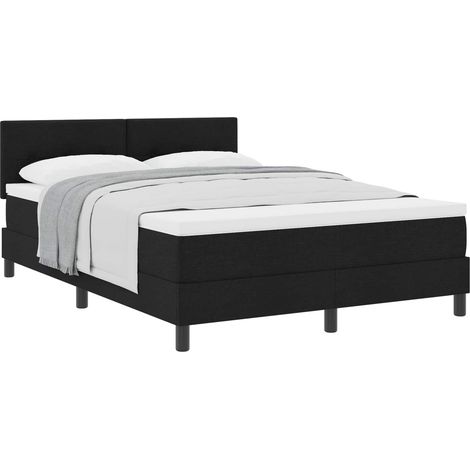 Maison Exclusive - Lit à ressorts avec tête de lit Noir 160 x 200 cm tissu