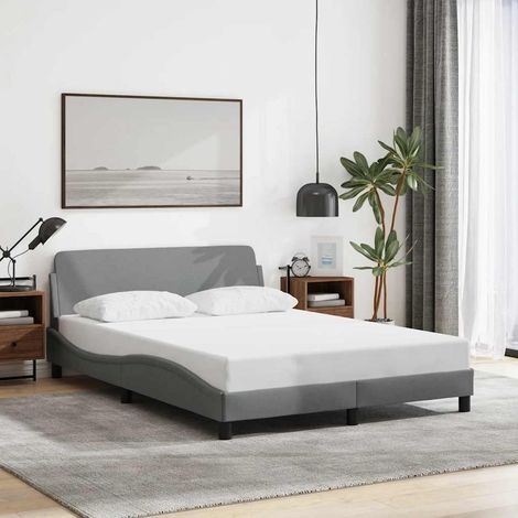 Estructura de cama Dover tela gris claro 140x200 cm