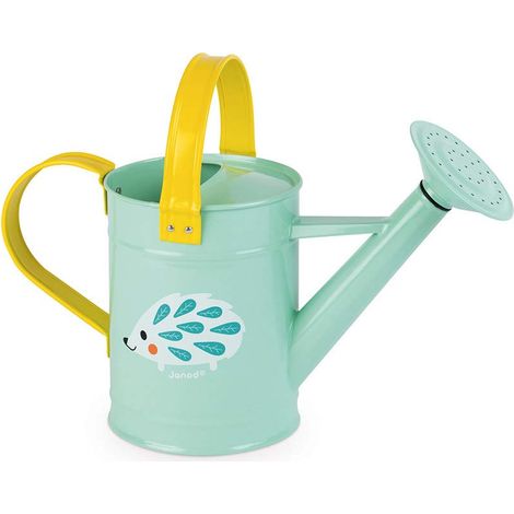 Janod - Annaffiatoio Happy Garden, in metallo, per bambini, gioco di giardinaggio all’aperto, per bambini dai 3 anni in su, J03191, colore: blu e giallo