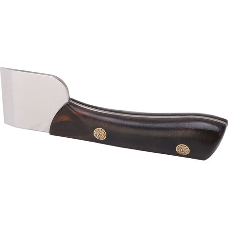Éplucheur à cuir avec lame plate, coupe-cuir tranchant et poignée ergonomique, idéal pour le travail du cuir à faire soi-même. (1/5)