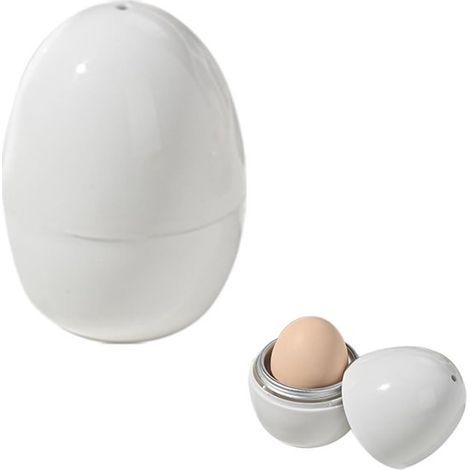 Cuiseur d’œuf individuel pour micro-ondes, cuisson rapide en 9 minutes, avec panier vapeur, pour œuf dur ou mi-cuit, facile à utiliser, blanc (1/5)