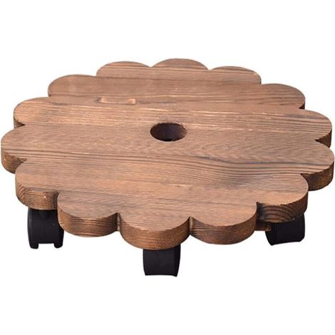 Chariot à Roulettes pour Plantes – Plateau en Bois avec Semelles Antidérapantes, Support Mobile pour Pots de Fleurs, Idéal Jardin & Intérieur (1/5)