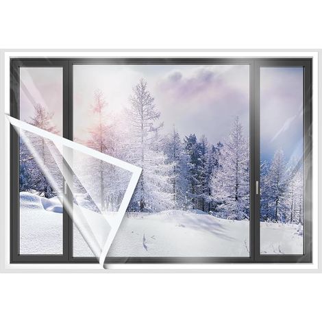 Kindfiber OÜ-rouleaux de film thermique transparent pour fenêtre, film isolant pour isolation thermique avec ruban adhésif (47 x 63 pouces) (1/5)