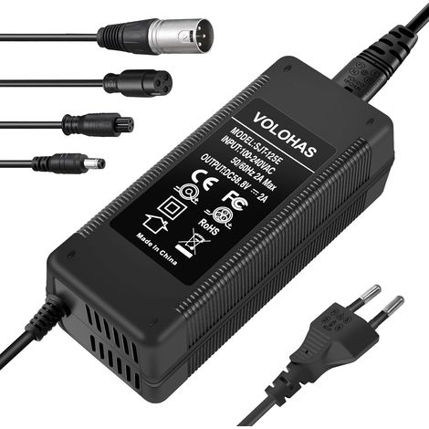 58,8 V 2 A Chargeur pour Kugoo G3/G-Booster Trottinette Électrique, Vélo Électrique, Hoverboard, Câble de Charge avec Fiches d'Interface 4 en 1, 117 W Chargeur de Batterie au Lithium (1/5)