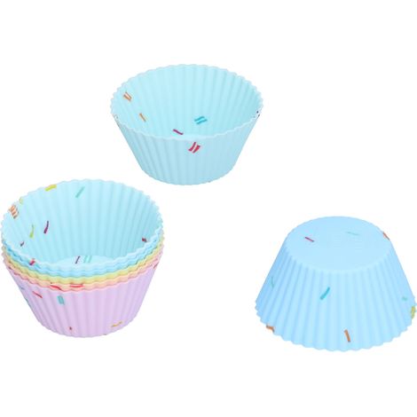 Lot de 20 moules à cupcakes en silicone antiadhésifs et réutilisables pour muffins, biscuits, cheesecakes et pâtisseries (forme ronde). (1/5)