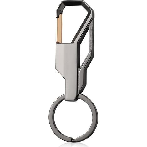 Lot de 4 porte-clés mousquetons à dégagement rapide, attaches solides pour clés et accessoires, noir (1/5)