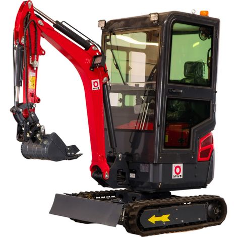 Mini-pelle 1,8 tonnes avec cabine moteur Kubota 10,2 kW 3 cylindres avec bras pivotant et train de chenilles extensible MW Tools MG18FC