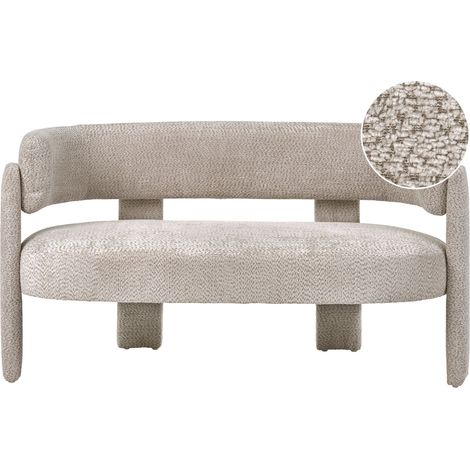 Divano a due posti imbottito in ciniglia con schienale curvo, stile scandinavo moderno, beige chiaro, Burea