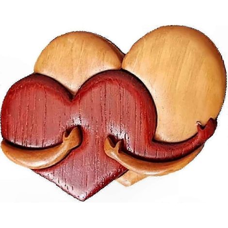 Cœur en bois sculpté à la main, décoration de Noël pour Saint-Valentin et cadeaux de fête, ornement artisanal (1/5)