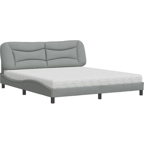 Maison Exclusive - Letto con Materasso Hvar Grigio Chiaro180x200 cm Tessuto (1/5)