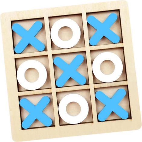 XO-Spiel aus Holz – Großes Spielbrett mit glatten, weißen X- und O-Spielsteinen – Strapazierfähiges, poliertes Holz