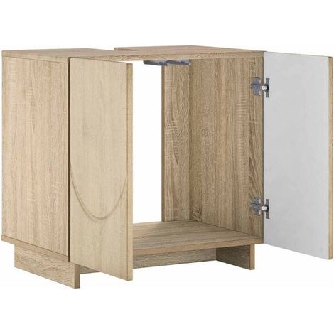 Meuble de Salle de Bain en Chêne avec Lavabo Intégré, Style Sonoma, 60 x 41 x 58 cm (1/5)