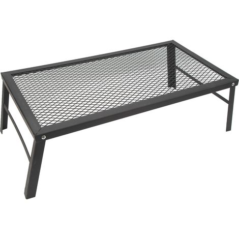 Grille de cuisson pliable pour feu de camp, robuste et étanche, en fer, pour barbecue en plein air.