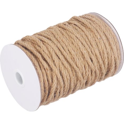 rouleau de corde en fibre de chanvre torsadée à 4 brins de 6 mm de diamètre, idéale pour les loisirs créatifs et la décoration intérieure (50 mètres). (1/5)