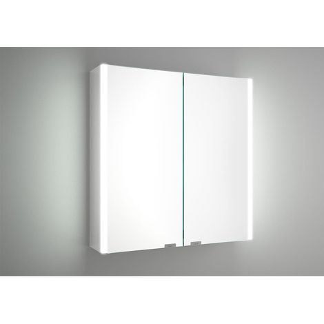 Armoire miroir ALLIANCE 600 2 portes miroir doublement réfléchissantes incl. interrupteur et prise et avec éclairage latéral LED (22W) 630 x 650 x 150 mm (1/3)