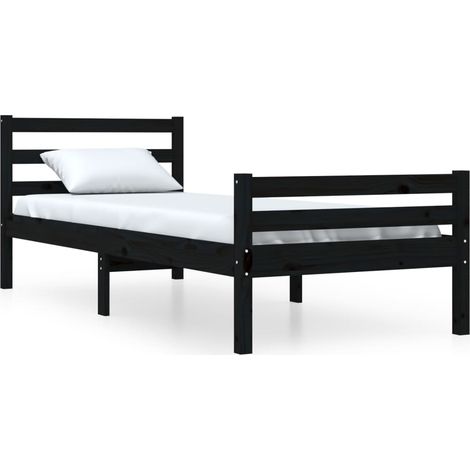 Maison Exclusive - Massivholzbett Schwarz 100x200 cm