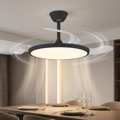 NORCKS Ventilateur De Plafond Led, 48 cm, Noir, Ultra-Fin, Silencieux, 6 Vitesses Réglables, 3 Températures De Couleur Réglables, Télécommande Incluse (1/5)