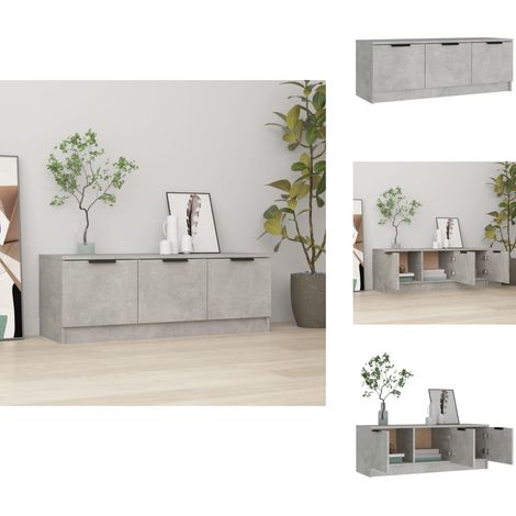 TV-Schrank Betongrau 102x35x36,5 cm Holzwerkstoff - TV Schrank - Holzschaukel - Beton Grau - Wohnraum Möbel - Regal (1/5)